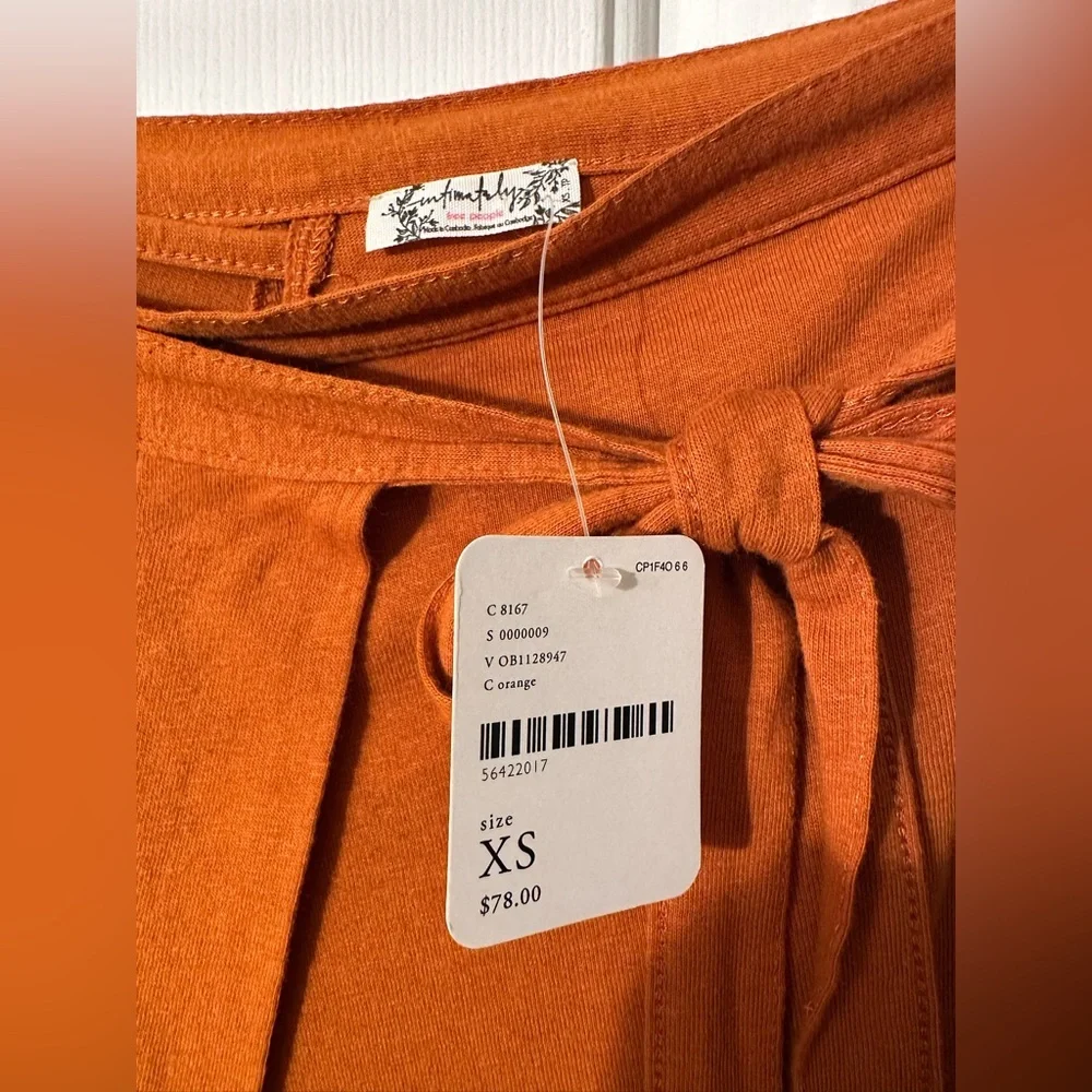 FREE PEOPLE Intimately XS Y2K HipHop Wrap Around Belt Harem Wide Leg Rust Orange - Picture 3 of 9
